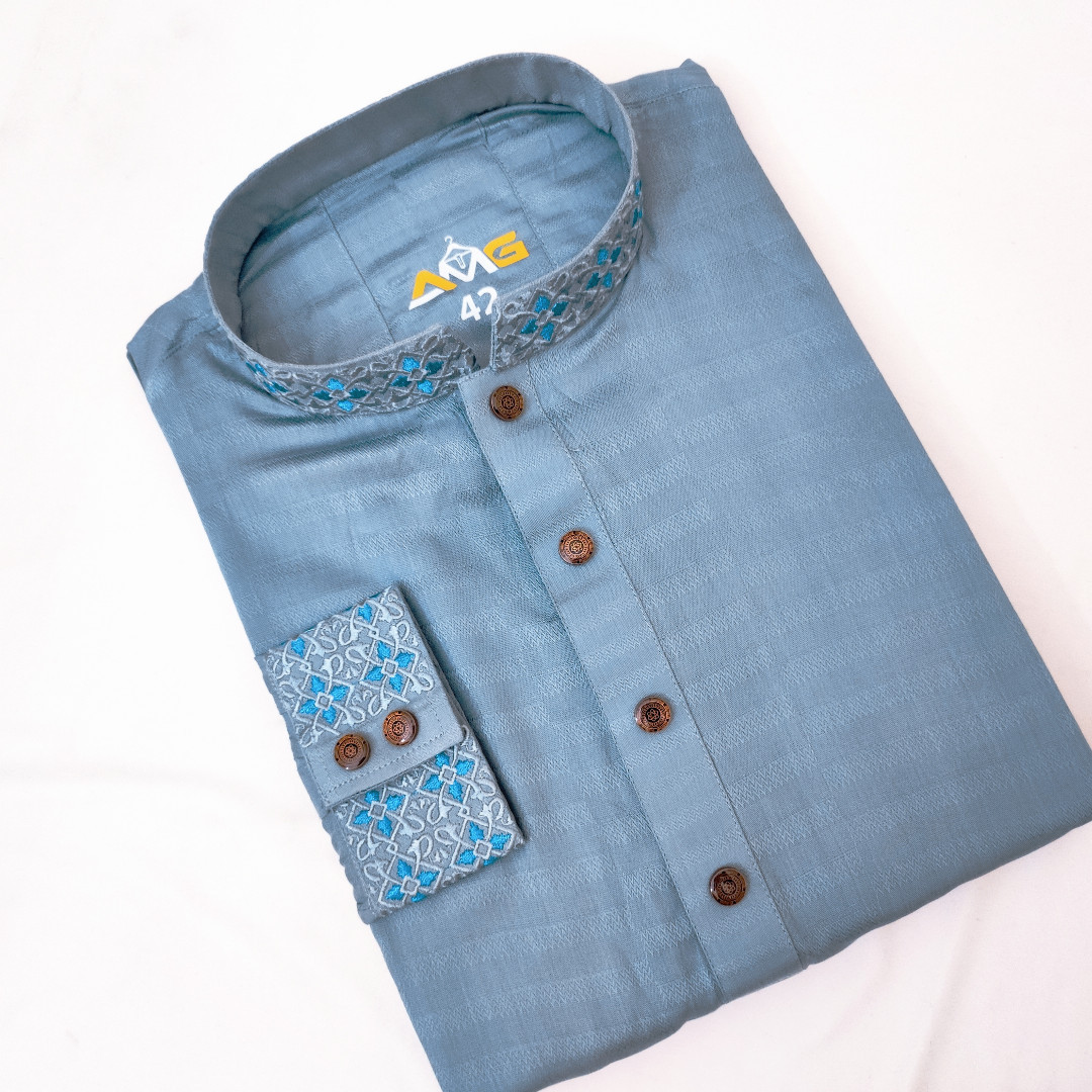 Sky Blue Panjabi, sky blue panjabi bangladesh, আকাশি পাঞ্জাবি, এমব্রয়ডারি পাঞ্জাবি, প্রিমিয়াম পাঞ্জাবি, হেরিংবোন কটন পাঞ্জাবি, সুতি পাঞ্জাবি, কটন পাঞ্জাবি, ঈদের পাঞ্জাবি, পুরুষদের পাঞ্জাবি, embroidered panjabi, premium panjabi, cotton panjabi
