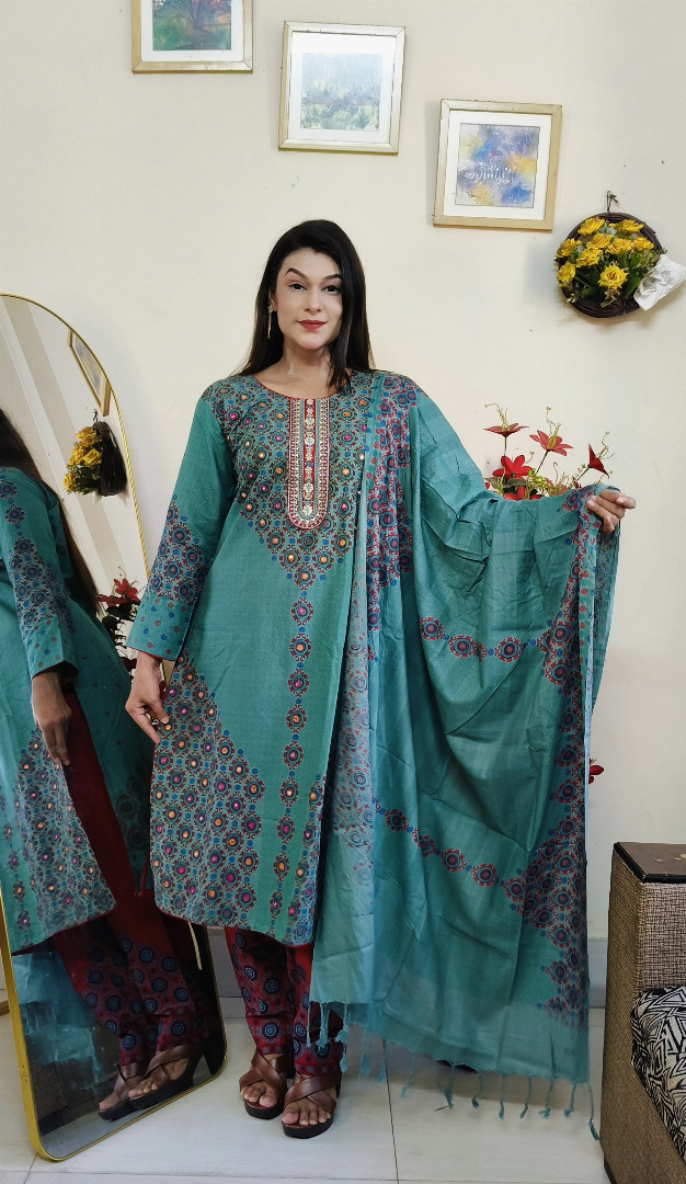 স্ল্যাব কটন থ্রি পিস, প্রিমিয়াম থ্রি পিস, টেবিল প্রিন্ট থ্রি পিস, কম্পিউটার এমব্রয়ডারি, মেয়েদের থ্রি পিস, থ্রি পিস কালেকশন, কটন থ্রি পিস, ladies three piece, premium three piece, slab cotton three piece, table print three piece, computer embroidery three piece, ladies fashion, MBR BD